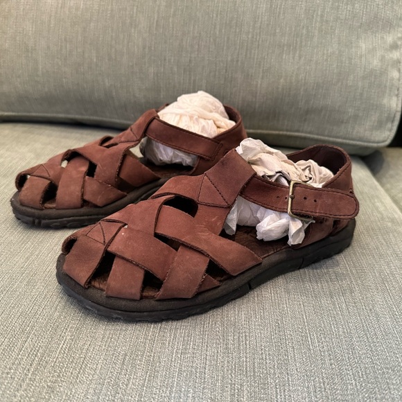 Teva Cross Up Brown Soft Leather Fisherman Sandals Women’s Size 8 Woven Leather - Picture 2 of 6